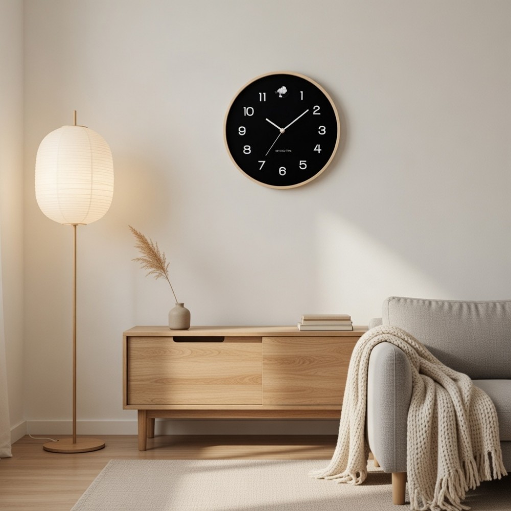 Väggklocka / Gökur - Beyond Time Natural Cuckoo Svart