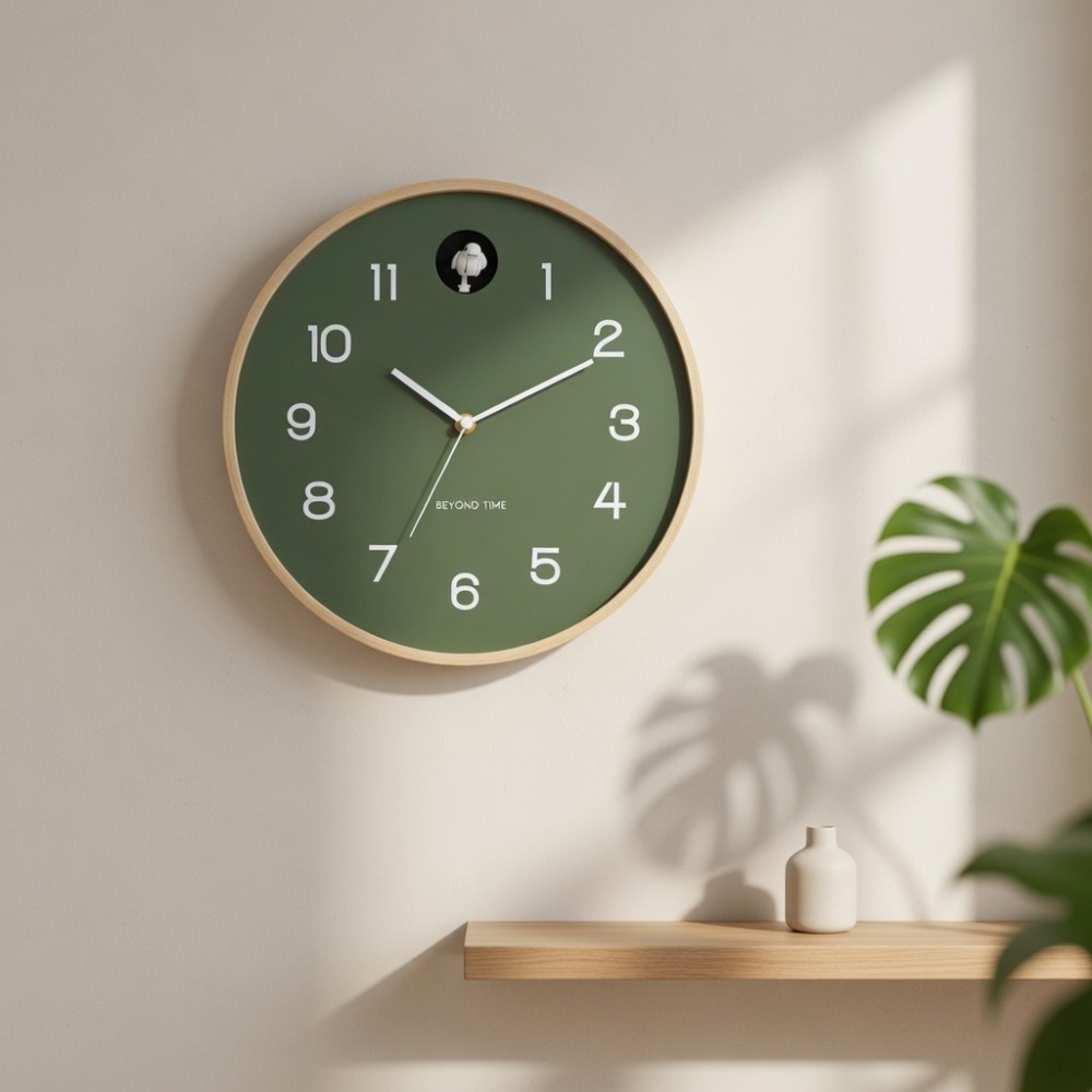 Väggklocka / Gökur - Beyond Time Natural Cuckoo Grön