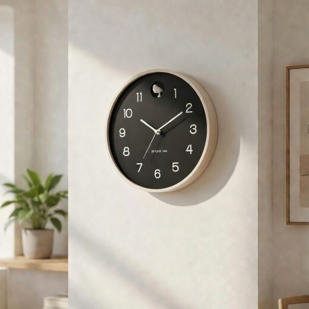 Väggklocka / Gökur - Beyond Time Natural Cuckoo Svart