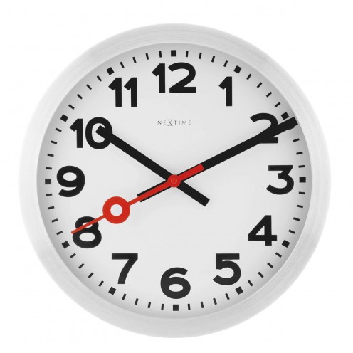 Väggklocka - NeXtime Station Number Silver/Vit