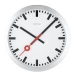 Väggklocka - NeXtime Station Stripe Silver/Vit