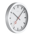 Väggklocka - NeXtime Station Stripe Silver/Vit