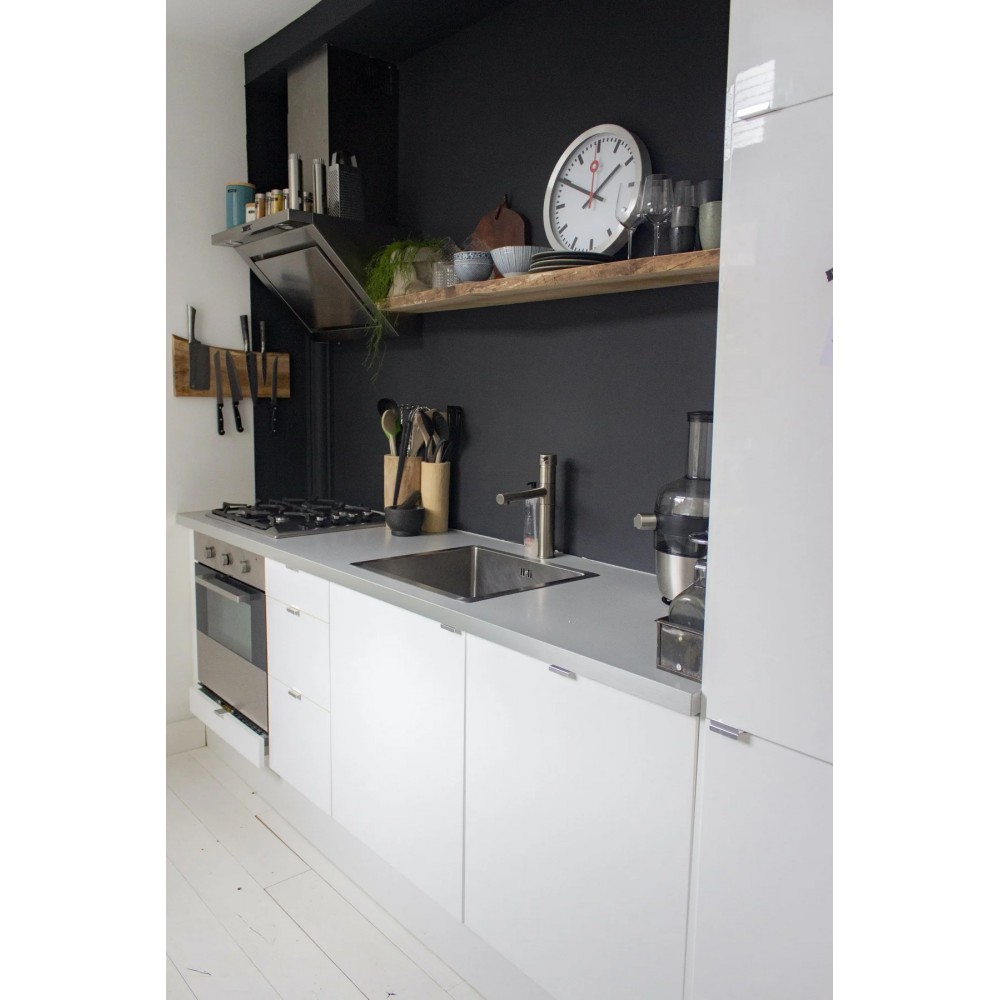 Väggklocka - NeXtime Station Stripe Silver/Vit